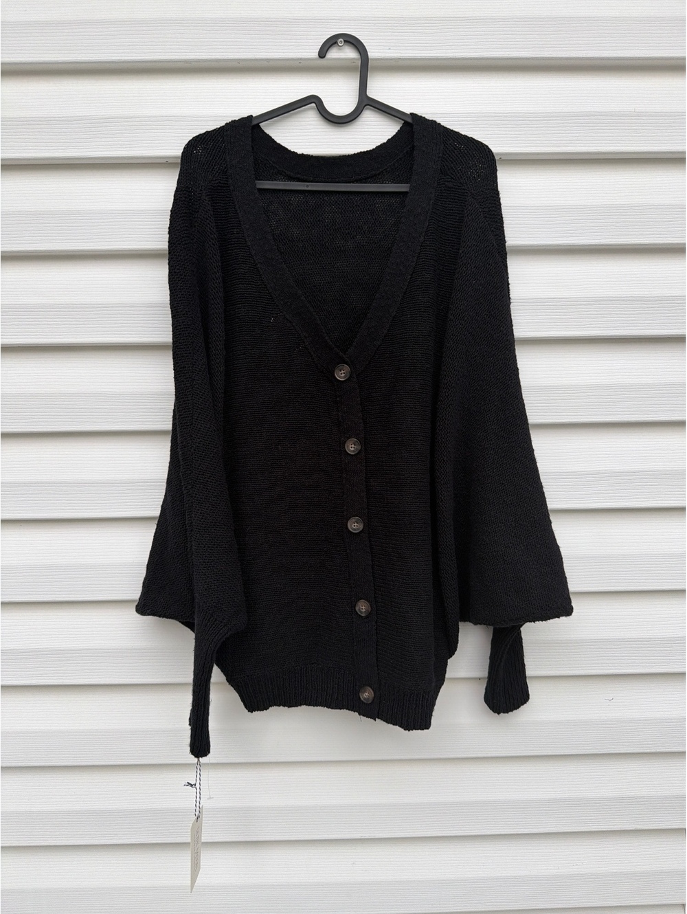 Ruby Moon Women’s Size M Black 100% Cotton Oversized Button Front Cardigan
